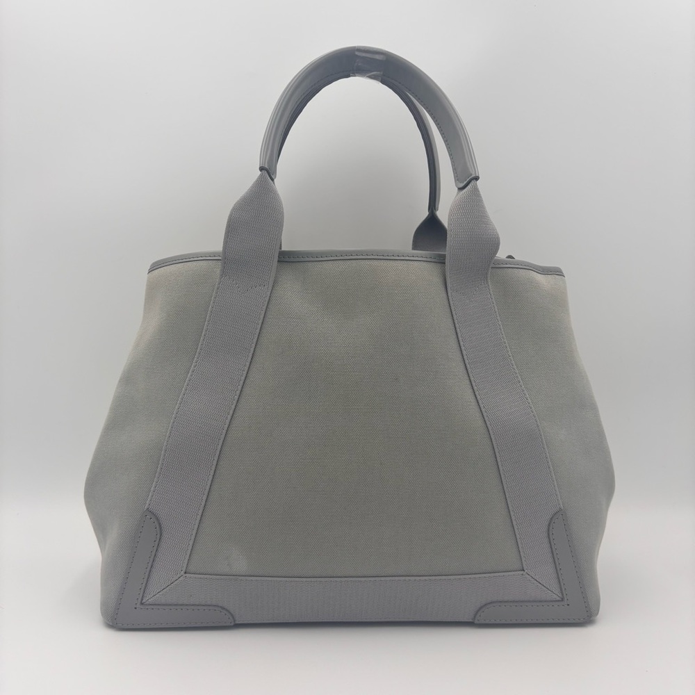 Balenciaga Cotton Canvas Silk Calfskin S Navy Cabas Grey with Pouch ✨ - Picture 4 of 15